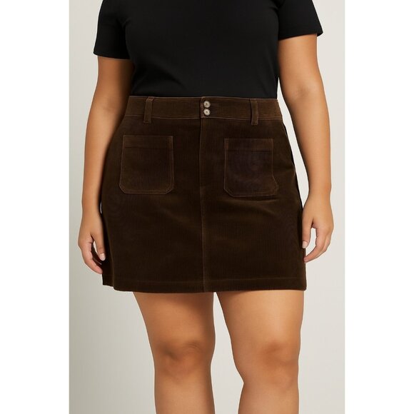 LOFT Brown Corduroy Skirt Women's Size 14 NWT Pockets - Picture 1 of 8